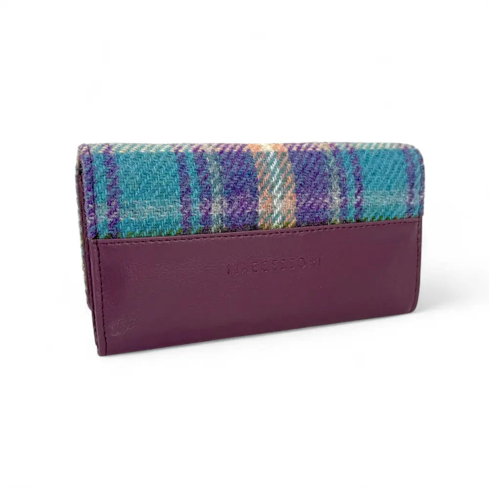 Harris Tweed ladies envelope purse — stylish Scottish gift in a range of Harris Tweed colours — in use