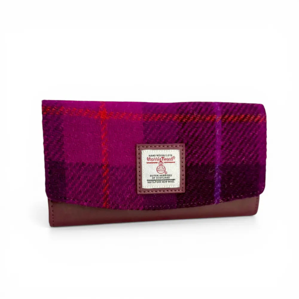 Harris Tweed ladies envelope purse — stylish Scottish gift in a range of Harris Tweed colours — flat lay detail