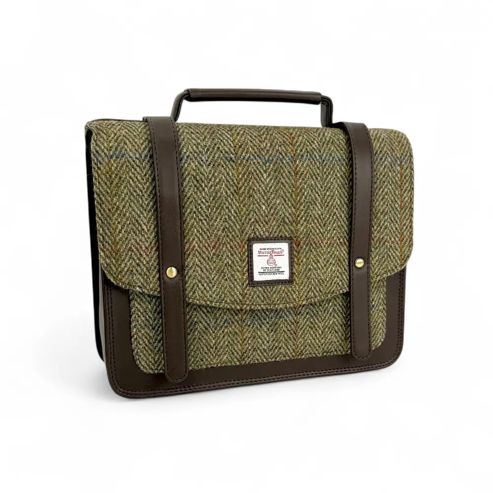 Harris Tweed ladies messenger bag — roomy Scottish gift in a range of Harris Tweed colours — close-up detail