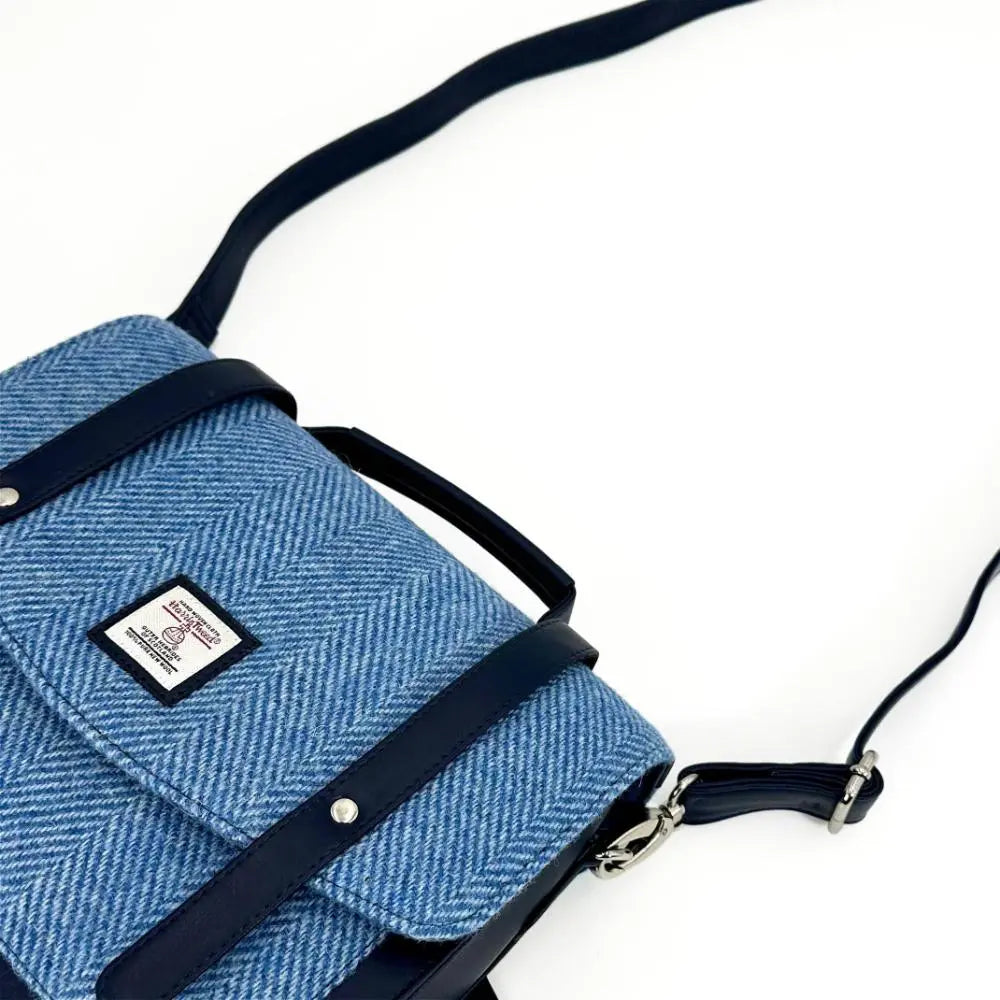 Harris Tweed ladies messenger bag — roomy Scottish gift in a range of Harris Tweed colours — in use