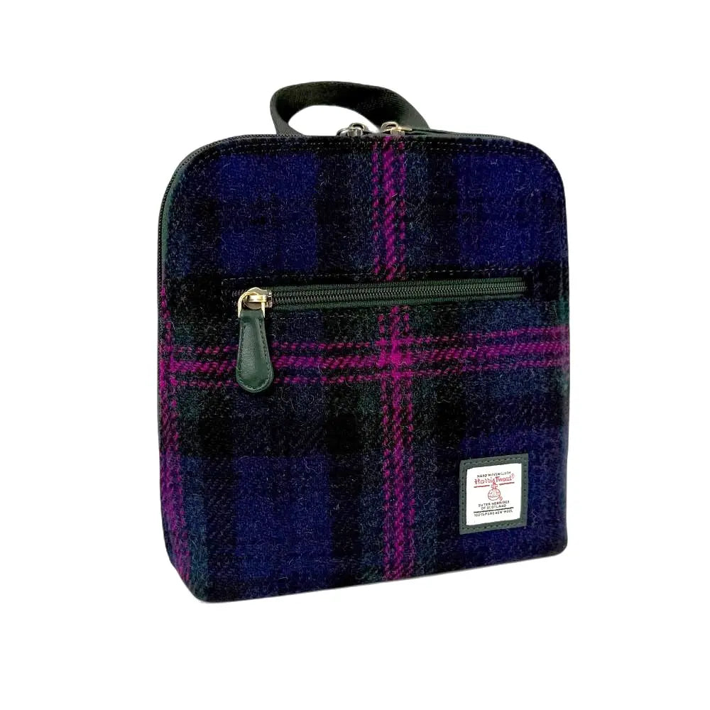 Harris Tweed mini backpack — compact Scottish gift in a range of Harris Tweed colours — alternate angle
