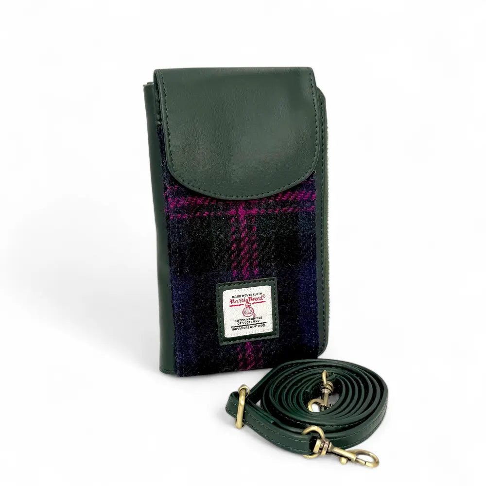 Harris Tweed phone purse — practical Scottish gift in a range of Harris Tweed colours — colour swatch view