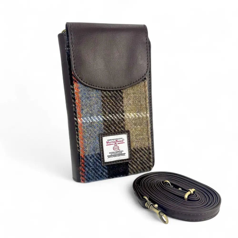 Harris Tweed phone purse — practical Scottish gift in a range of Harris Tweed colours — lifestyle shot