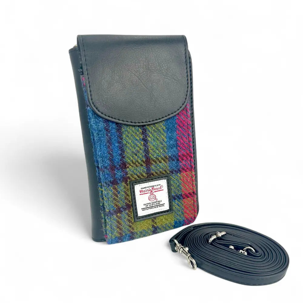 Harris Tweed phone purse — practical Scottish gift in a range of Harris Tweed colours — close-up detail