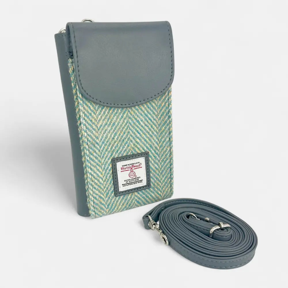 Harris Tweed phone purse — practical Scottish gift in a range of Harris Tweed colours — alternate angle