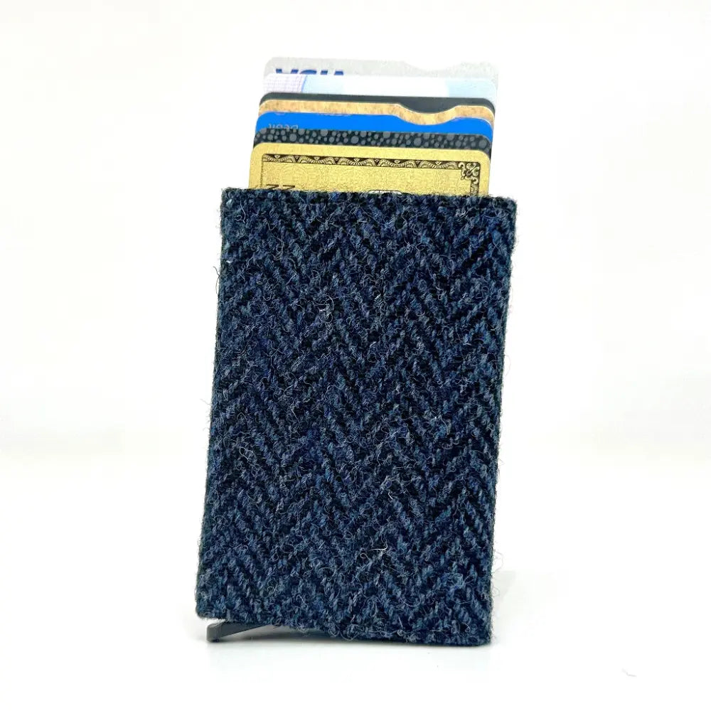 Harris Tweed pop up card holder — smart Scottish gift in a range of Harris Tweed colours — angle view