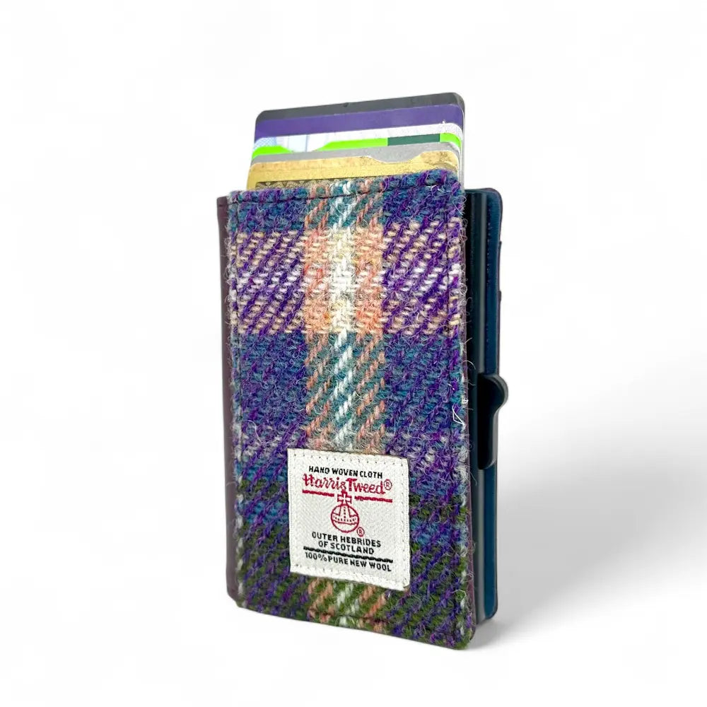 Harris Tweed pop up card wallet — compact Scottish gift in a range of Harris Tweed colours — product detail