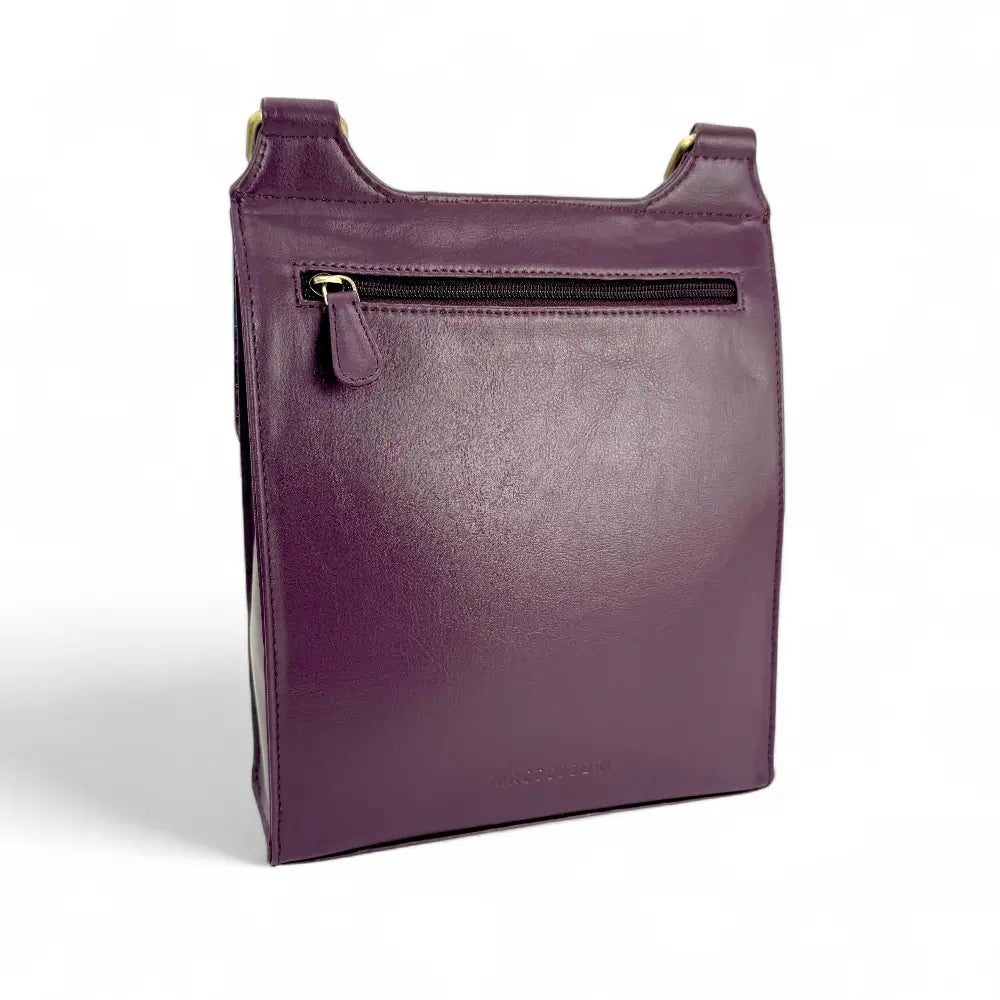 Harris Tweed satchel bag — timeless Scottish gift in a range of Harris Tweed colours — in use