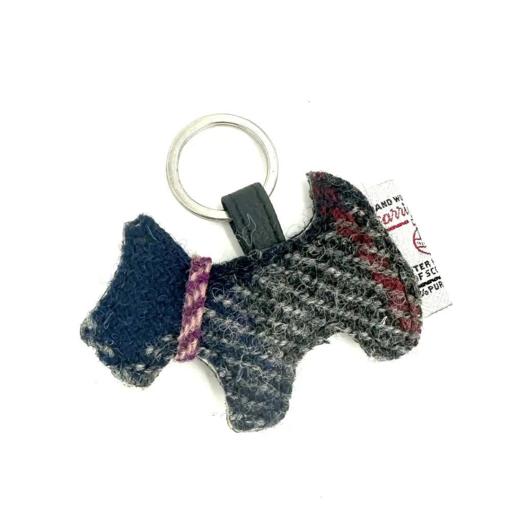 Harris Tweed Scotty dog keyring — unique Scottish gift in a range of Harris Tweed colours — alternate angle
