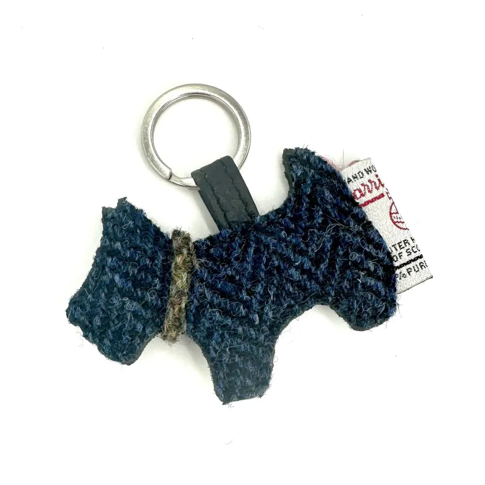 Harris Tweed Scotty dog keyring — unique Scottish gift in a range of Harris Tweed colours — flat lay