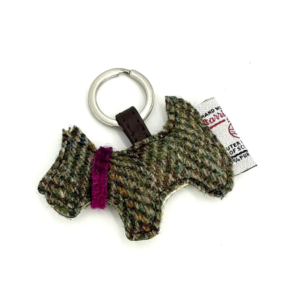 Harris Tweed Scotty dog keyring — unique Scottish gift in a range of Harris Tweed colours — colour swatch view