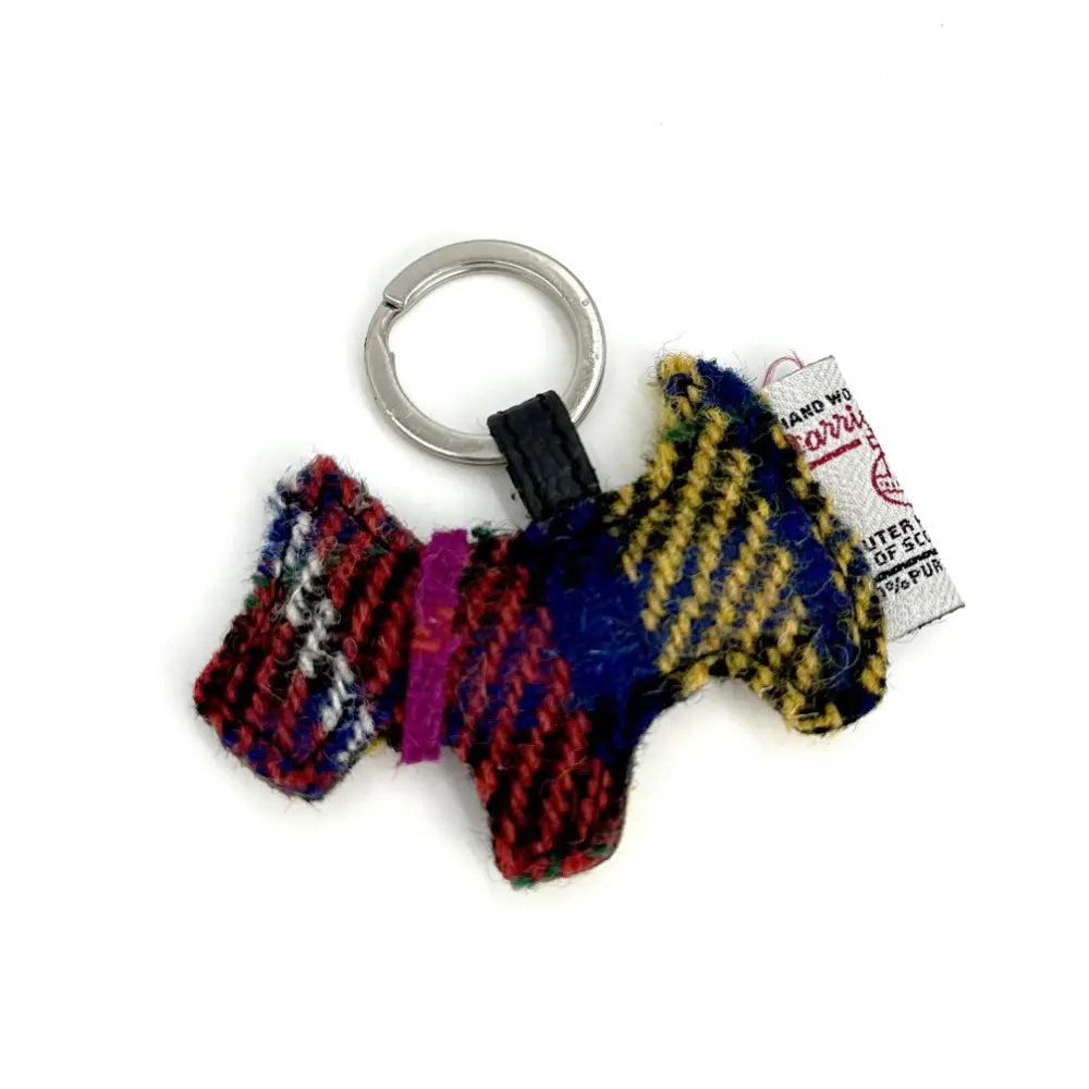 Harris Tweed Scotty dog keyring — unique Scottish gift in a range of Harris Tweed colours — flat lay detail