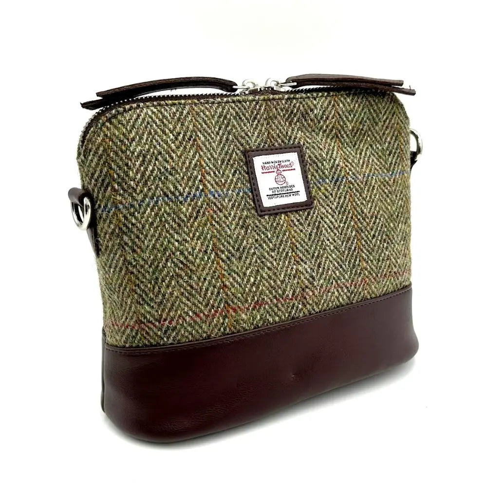 Harris Tweed square shoulder bag — chic Scottish gift in a range of Harris Tweed colours — lifestyle shot
