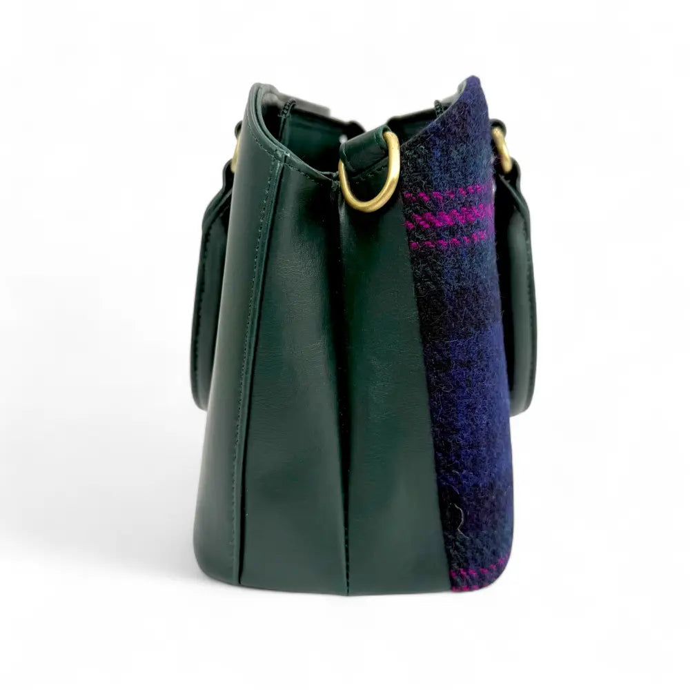 Harris Tweed top handle bag — timeless Scottish gift in a range of Harris Tweed colours — in use