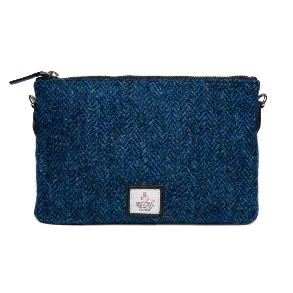 Harris Tweed zip purse bag — compact Scottish gift in a range of Harris Tweed colours — close-up detail