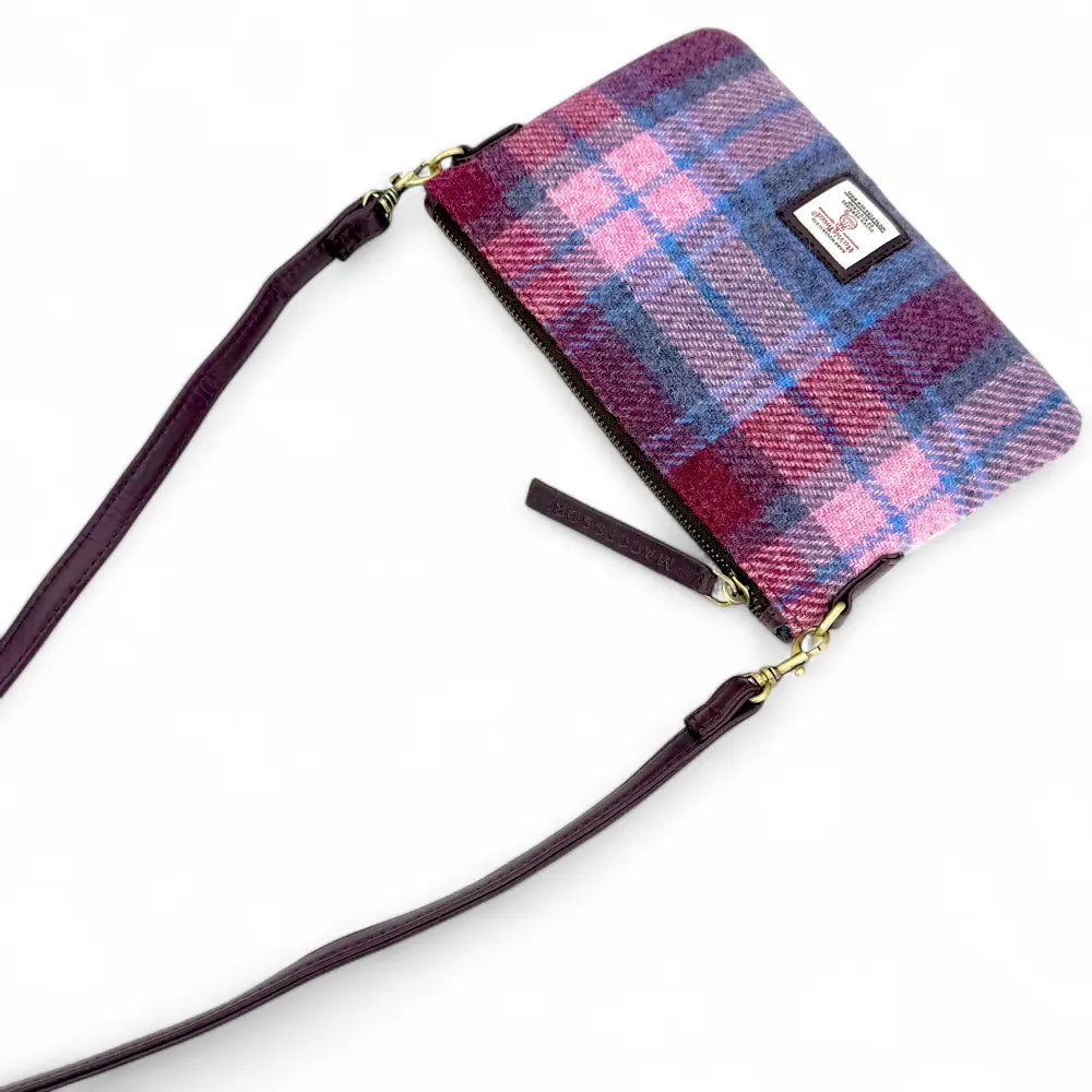 Harris Tweed zip purse bag — compact Scottish gift in a range of Harris Tweed colours — styled product shot