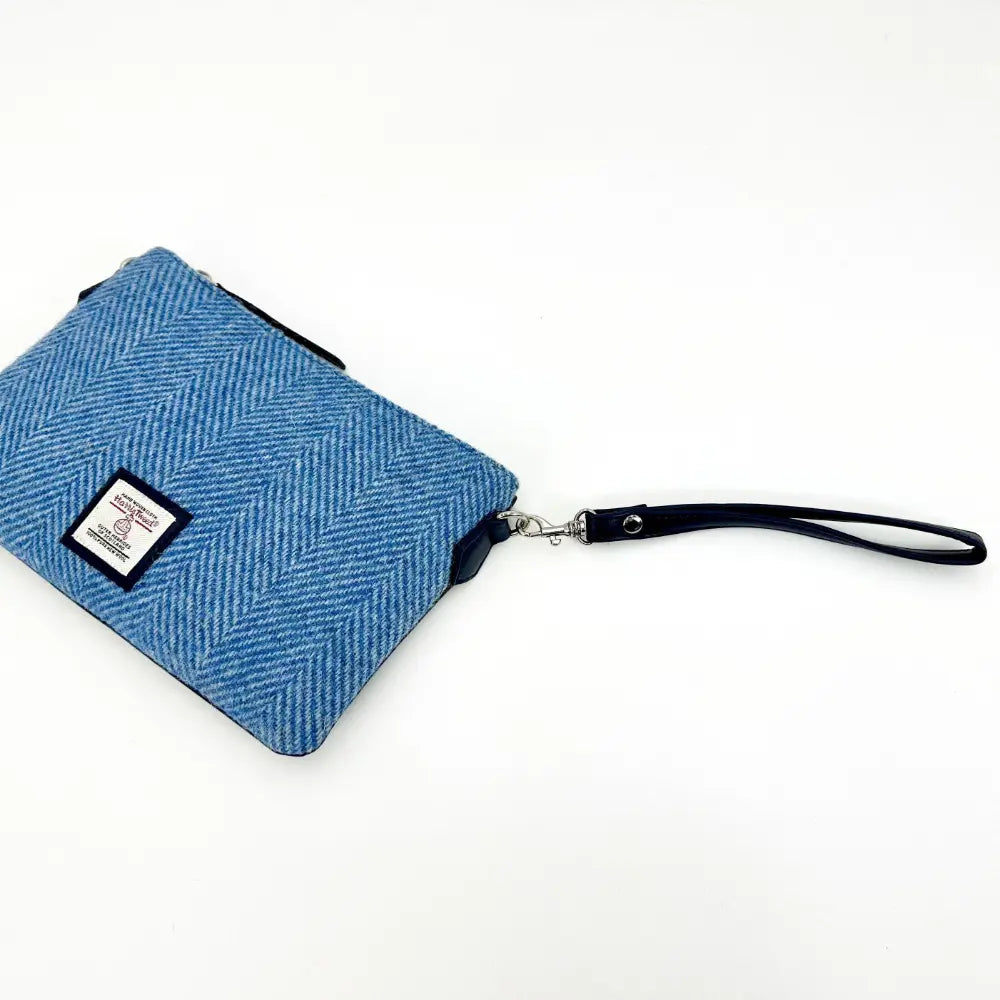 Harris Tweed zip purse bag — compact Scottish gift in a range of Harris Tweed colours — flat lay