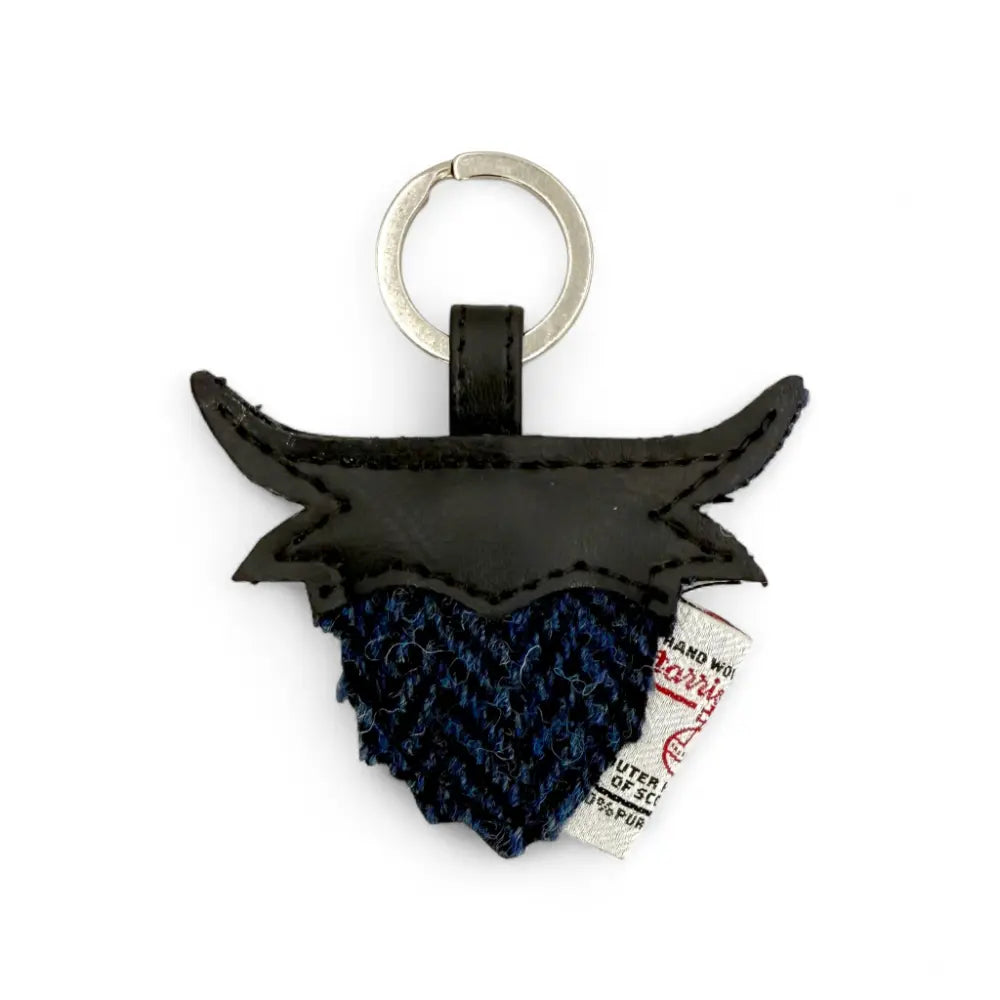 Harris Tweed Highland Coo keyring — unique Scottish gift in a range of Harris Tweed colours — alternate angle