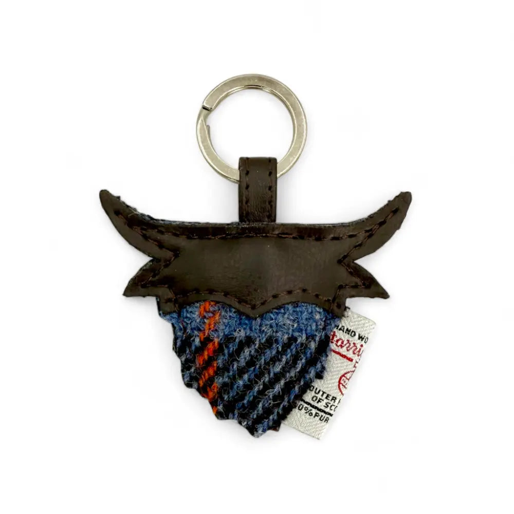 Harris Tweed Highland Coo keyring — unique Scottish gift in a range of Harris Tweed colours — colour swatch view