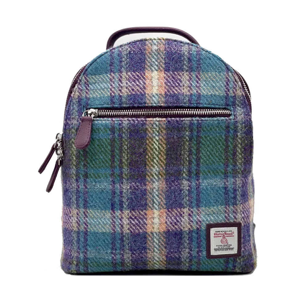 Harris Tweed Baby backpack — roomy Scottish gift in a range of Harris Tweed colours — lifestyle shot