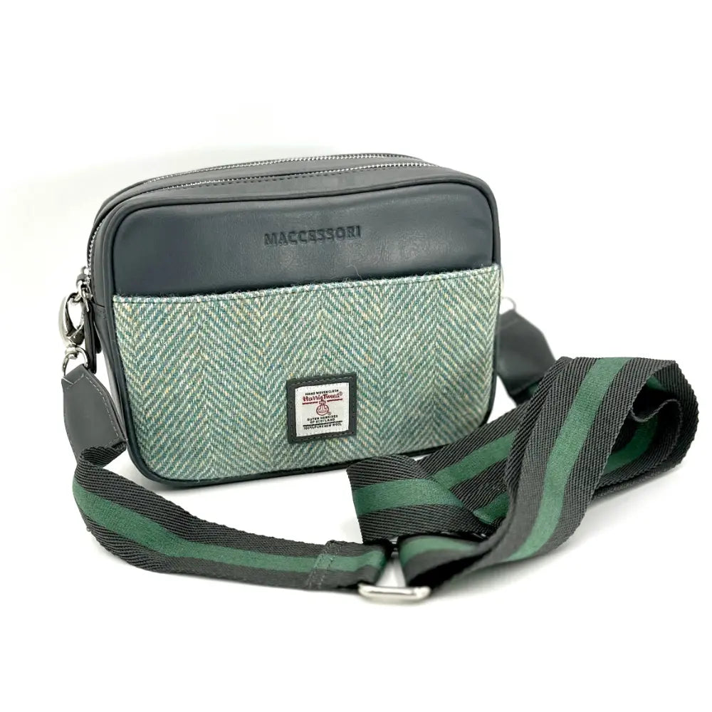 Harris Tweed camera bag — stylish Scottish gift in a range of Harris Tweed colours — angle view