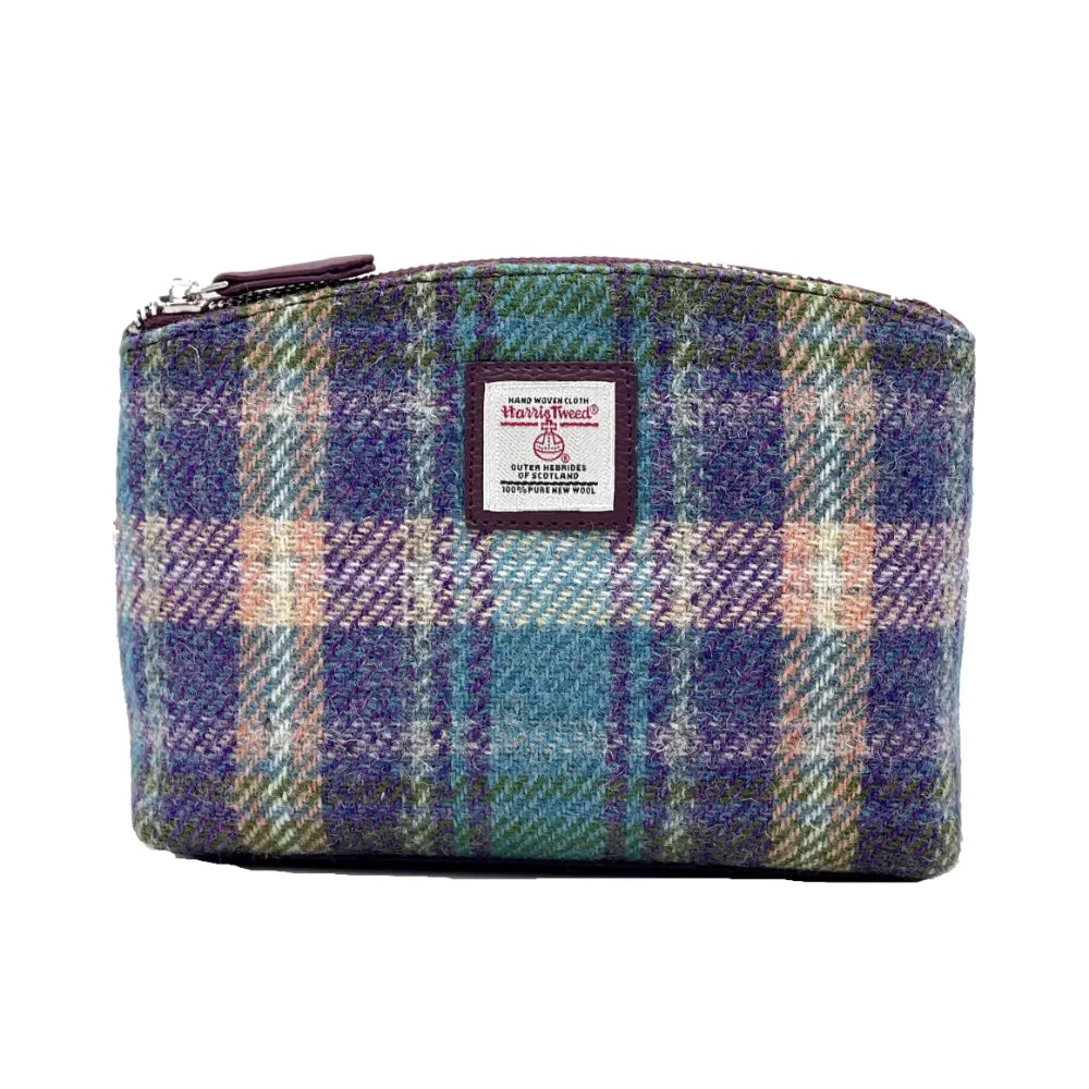 Harris Tweed cosmetic bag — practical Scottish gift in a range of Harris Tweed colours — angle view