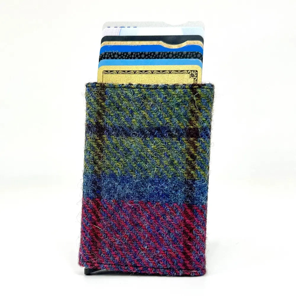 Harris Tweed pop up card holder — smart Scottish gift in a range of Harris Tweed colours — alternate angle