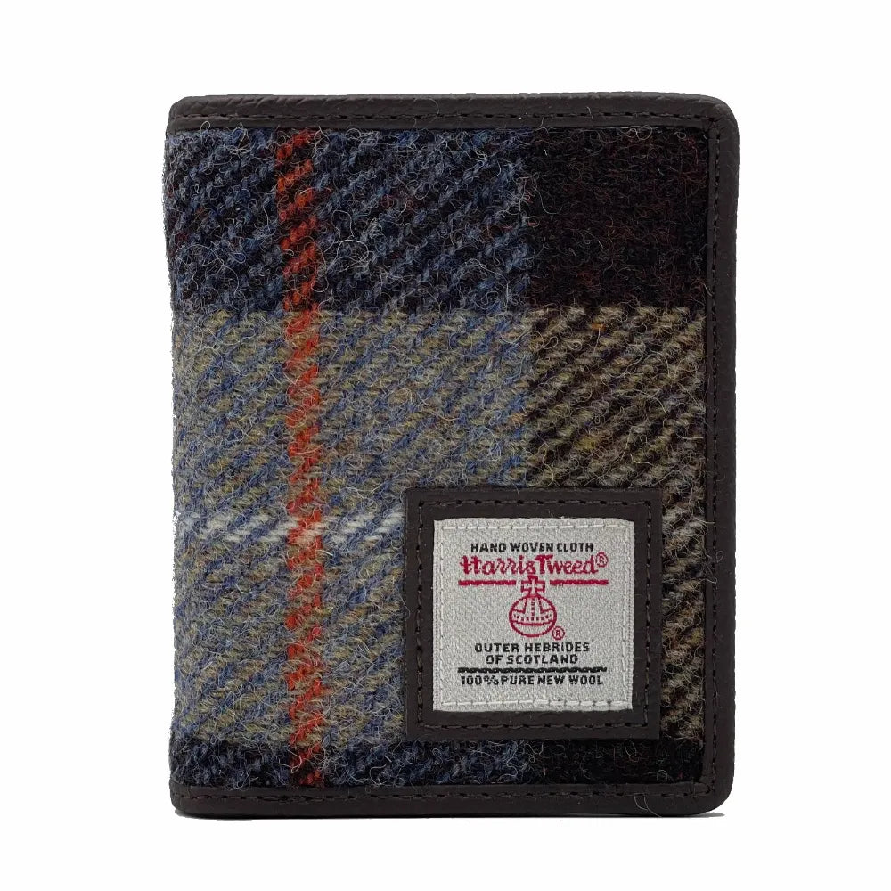 Harris Tweed slim bifold wallet — slim Scottish gift for men in a range of Harris Tweed colours — close-up detail