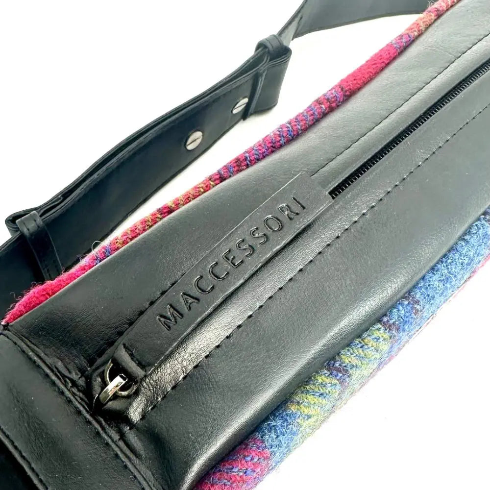 Harris Tweed sling bag — versatile Scottish gift in a range of Harris Tweed colours — in use