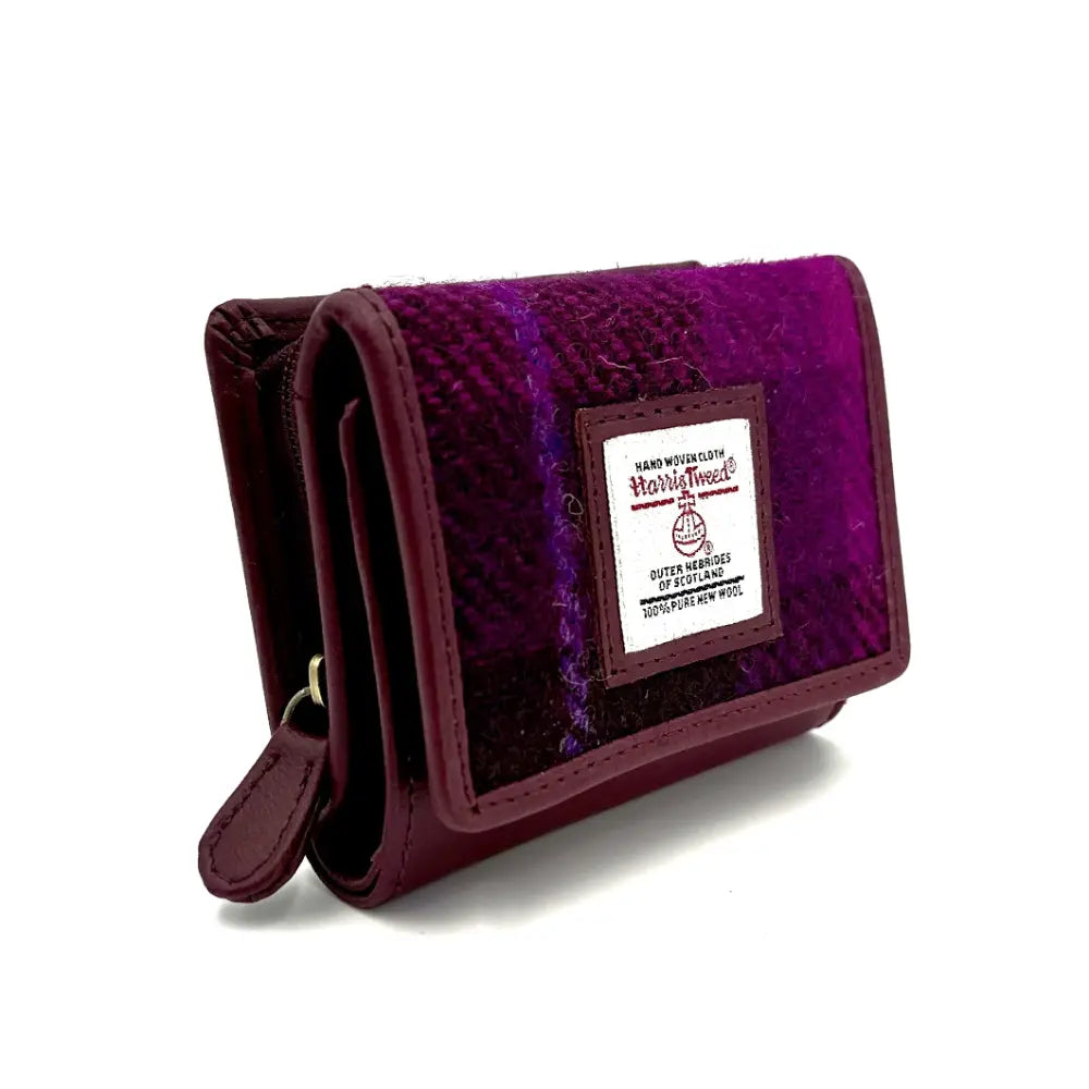 Harris Tweed trifold purse — practical Scottish gift for her — close-up detail
