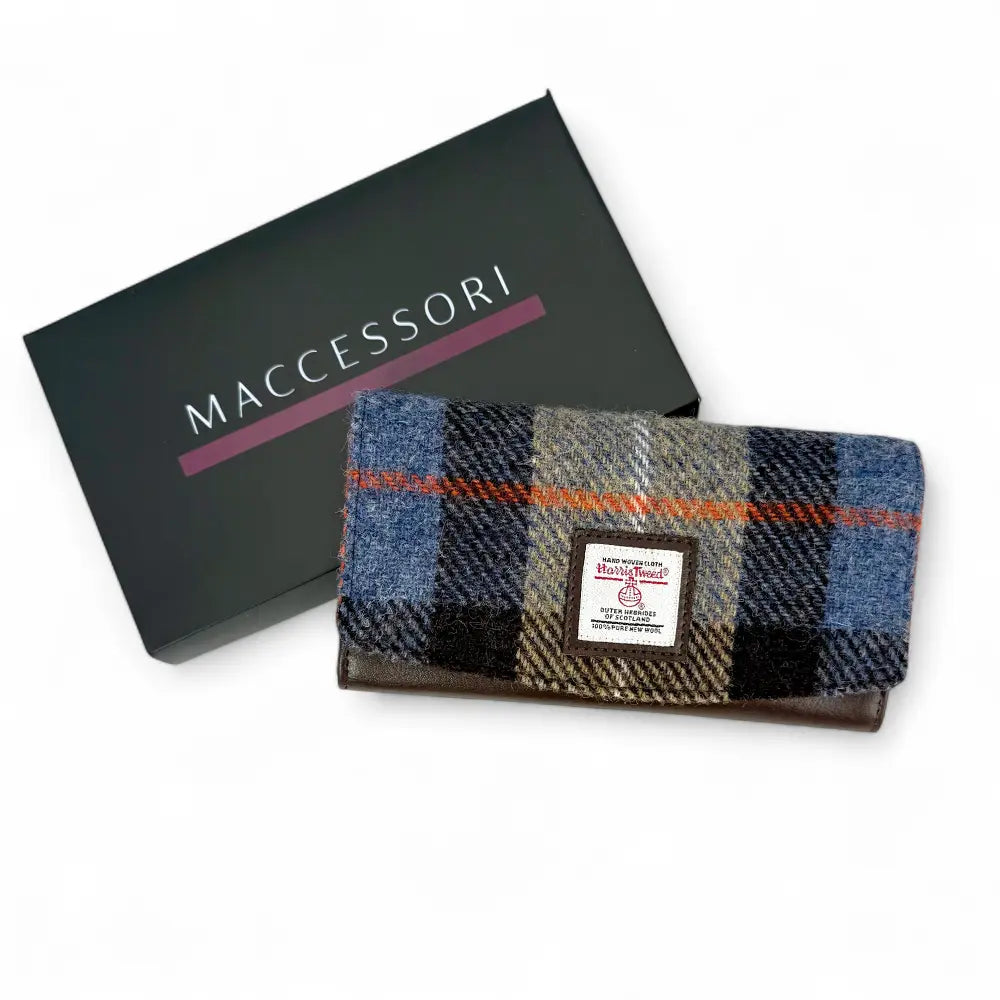 Harris Tweed ladies envelope purse — stylish Scottish gift in a range of Harris Tweed colours — flat lay