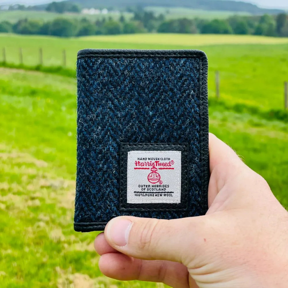 Harris Tweed card holder — compact Scottish gift in a range of Harris Tweed colours — styled product shot
