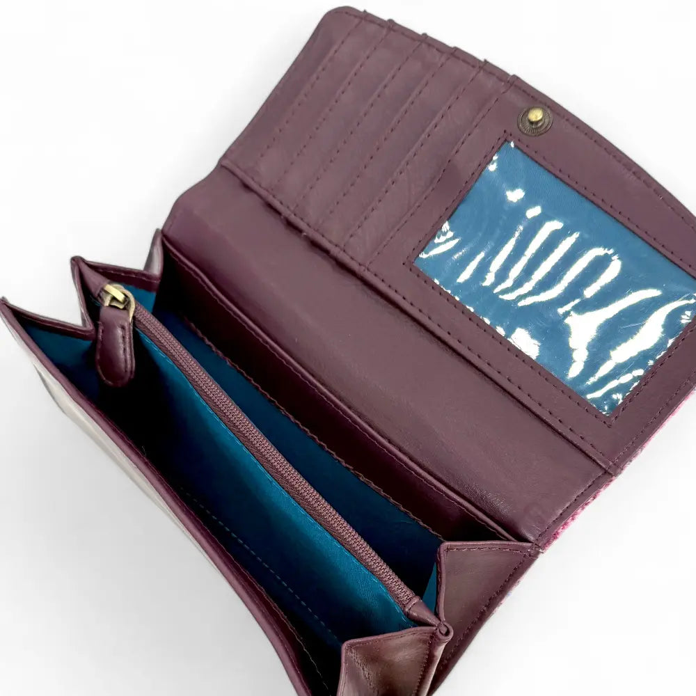 Harris Tweed ladies envelope purse — stylish Scottish gift in a range of Harris Tweed colours — styled product shot