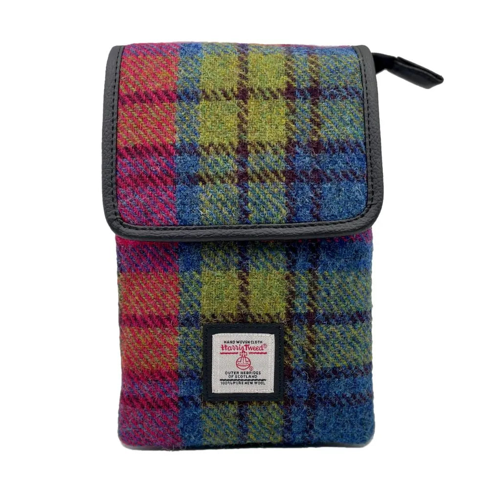 Harris Tweed mini crossbody bag — compact Scottish gift in a range of Harris Tweed colours — detail lifestyle