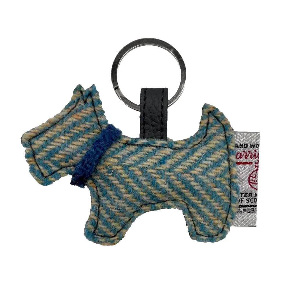 Harris Tweed Scotty dog keyring — unique Scottish gift in a range of Harris Tweed colours — close-up detail