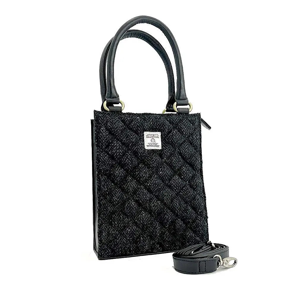 Harris Tweed quilt mini tote bag — stylish Scottish gift in a range of Harris Tweed colours — close-up detail