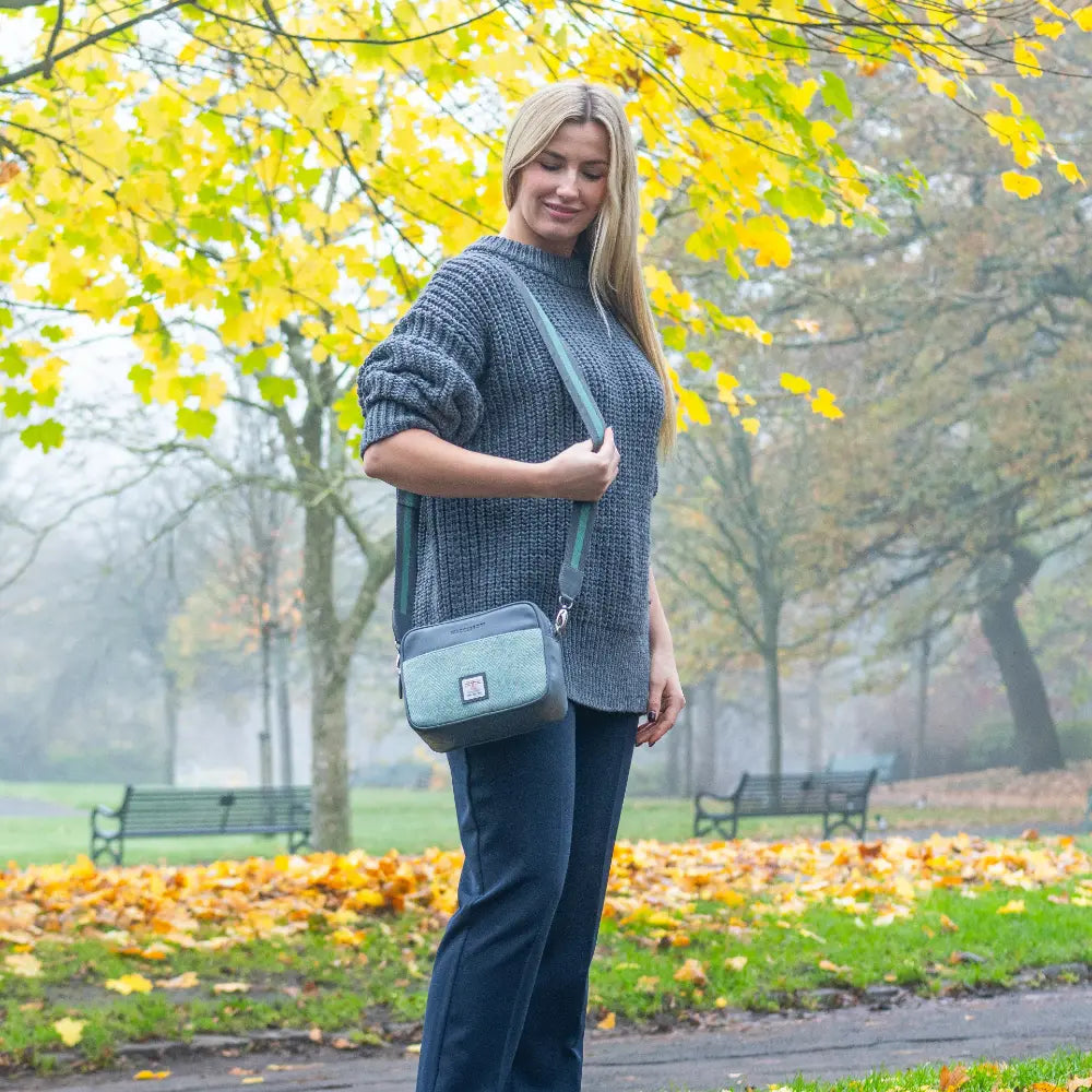 Harris Tweed camera bag — stylish Scottish gift in a range of Harris Tweed colours — alternate angle