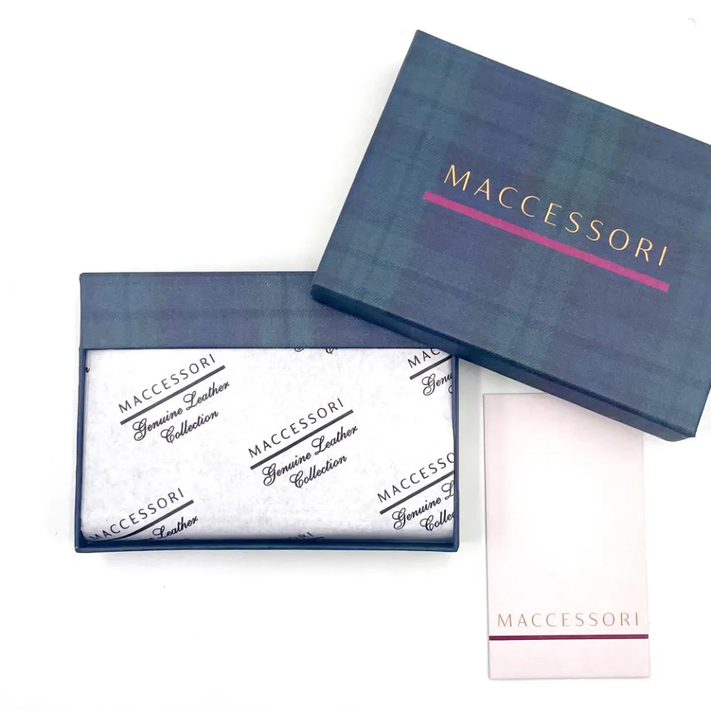 Italian leather slim bifold wallet from Maccessori — stylish gift for men — in use