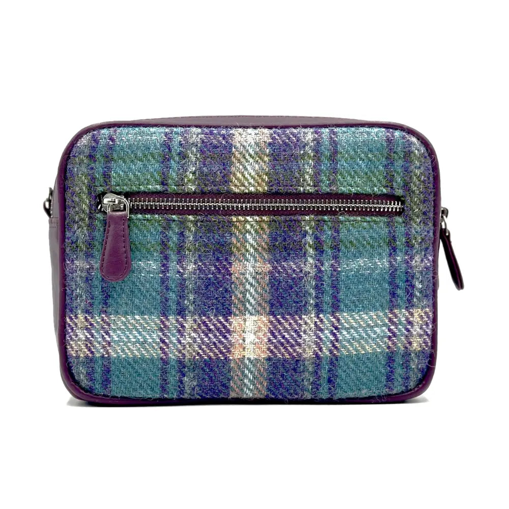 Harris Tweed camera bag — stylish Scottish gift in a range of Harris Tweed colours — flat lay