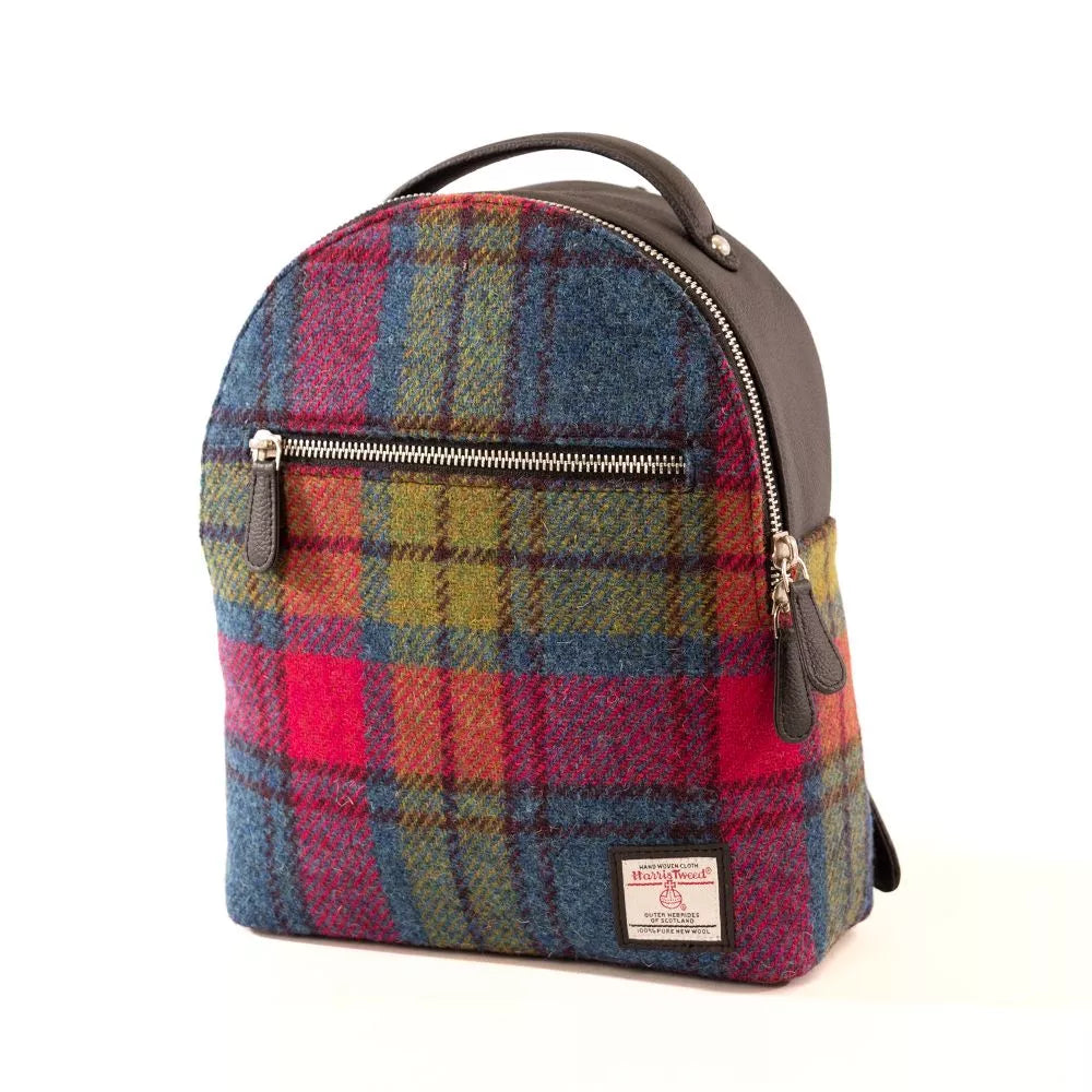 HARRIS TWEED BACKPACK - Blue/Pink Check image