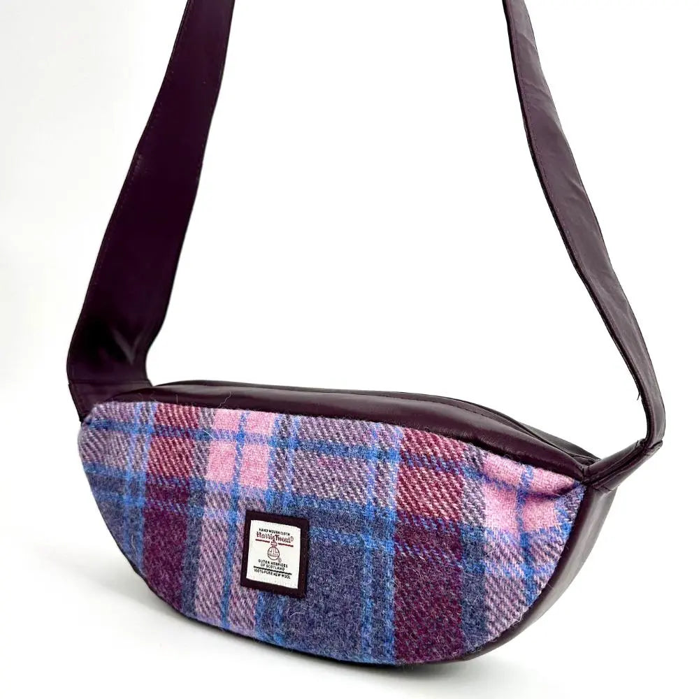 Harris Tweed sling bag — versatile Scottish gift in a range of Harris Tweed colours — lifestyle shot