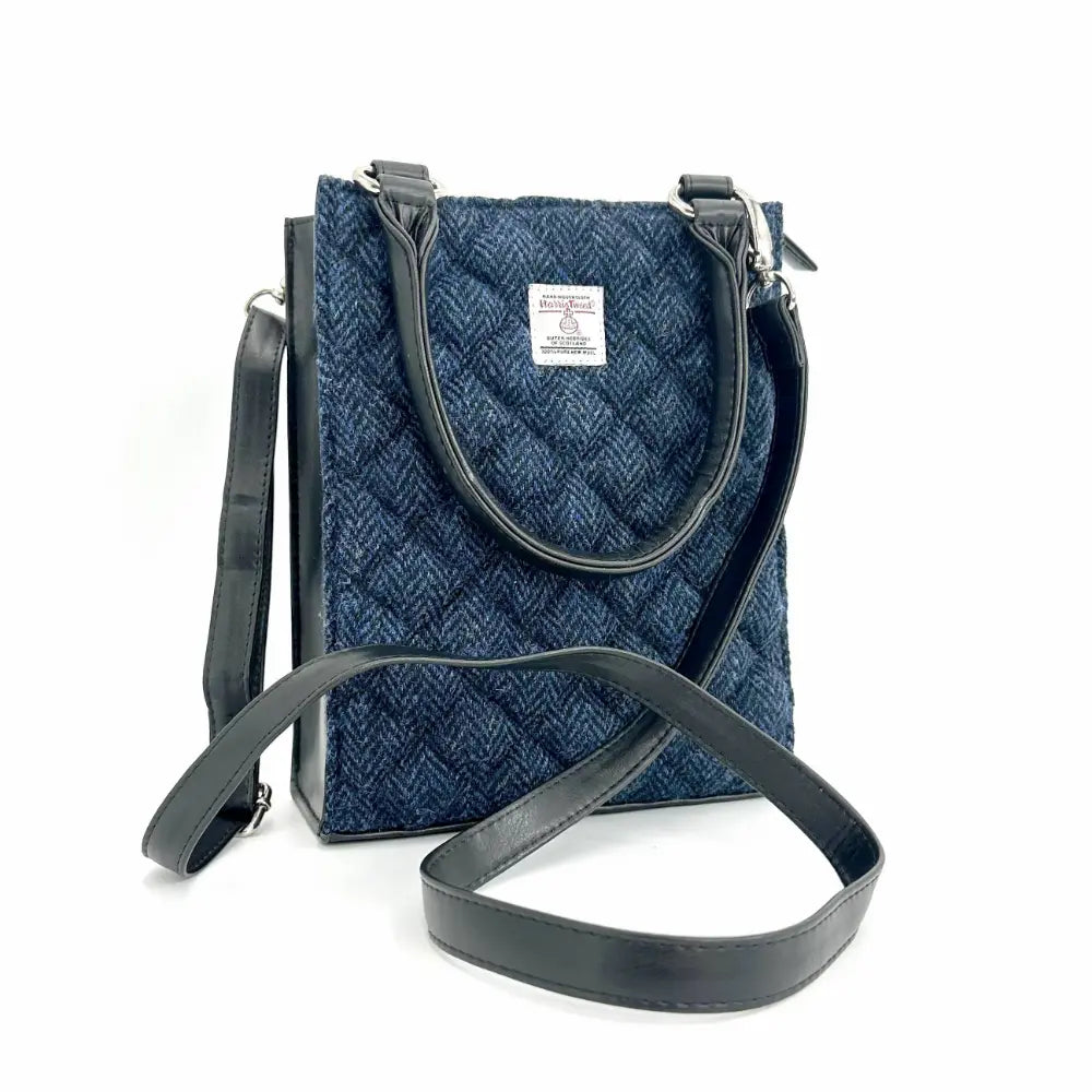 Harris Tweed quilt mini tote bag — stylish Scottish gift in a range of Harris Tweed colours — in use