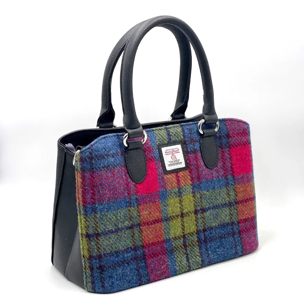 Harris Tweed top handle bag — timeless Scottish gift in a range of Harris Tweed colours — close-up detail