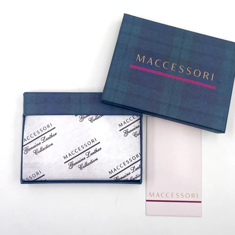 Italian leather card holder from Maccessori — sleek gift for him or her — flat lay