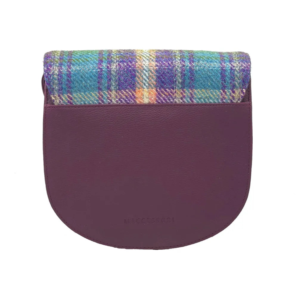 Harris Tweed crossbody bag — hands-free Scottish gift in a range of Harris Tweed colours — flat lay
