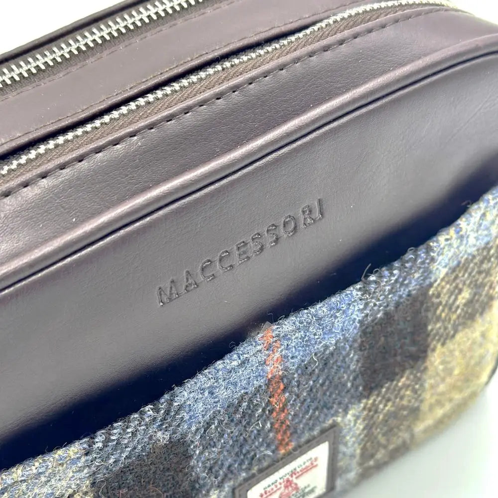 Harris Tweed camera bag — stylish Scottish gift in a range of Harris Tweed colours — styled product shot
