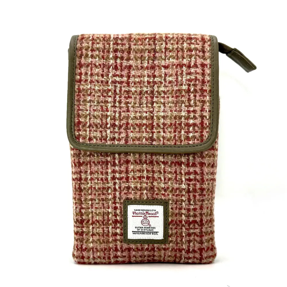 Harris Tweed mini crossbody bag — compact Scottish gift in a range of Harris Tweed colours — close-up detail