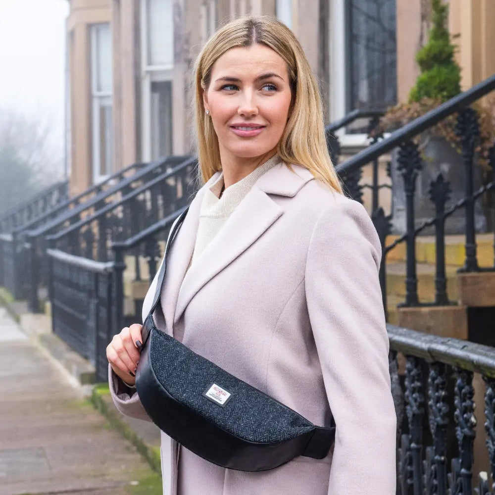 Harris Tweed sling bag — versatile Scottish gift in a range of Harris Tweed colours — alternate angle