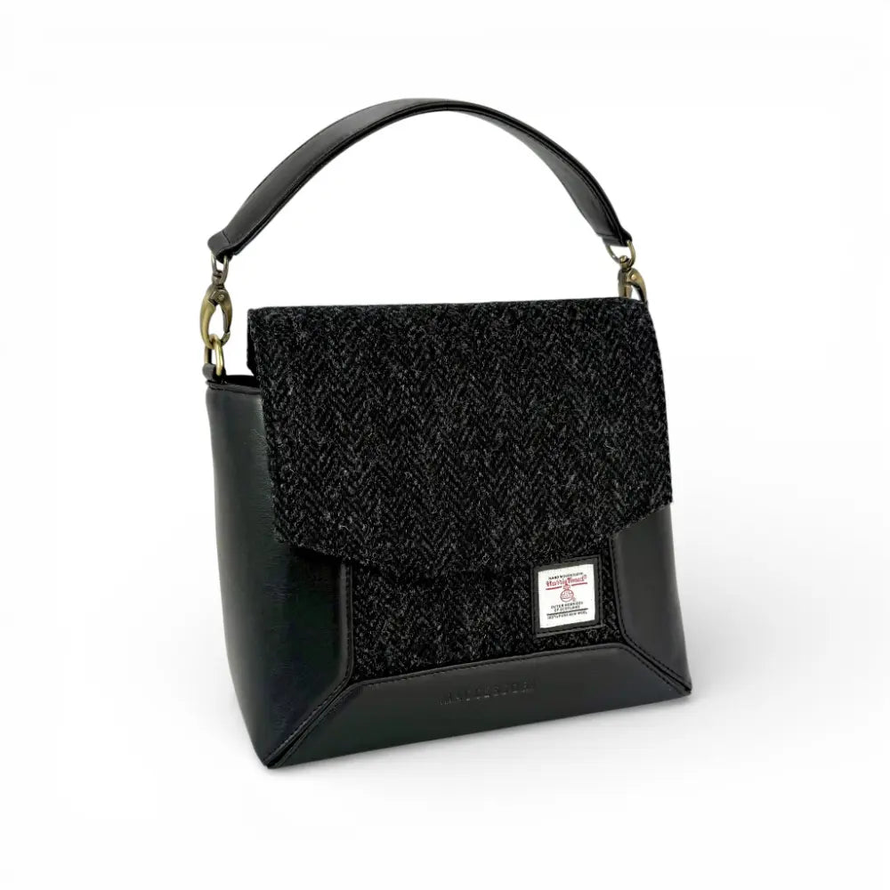 Harris Tweed Highland messenger bag — classic Scottish gift in a range of Harris Tweed colours — close-up detail