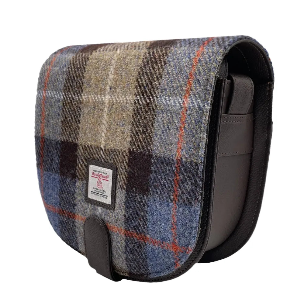 Harris Tweed crossbody bag — hands-free Scottish gift in a range of Harris Tweed colours — close-up detail